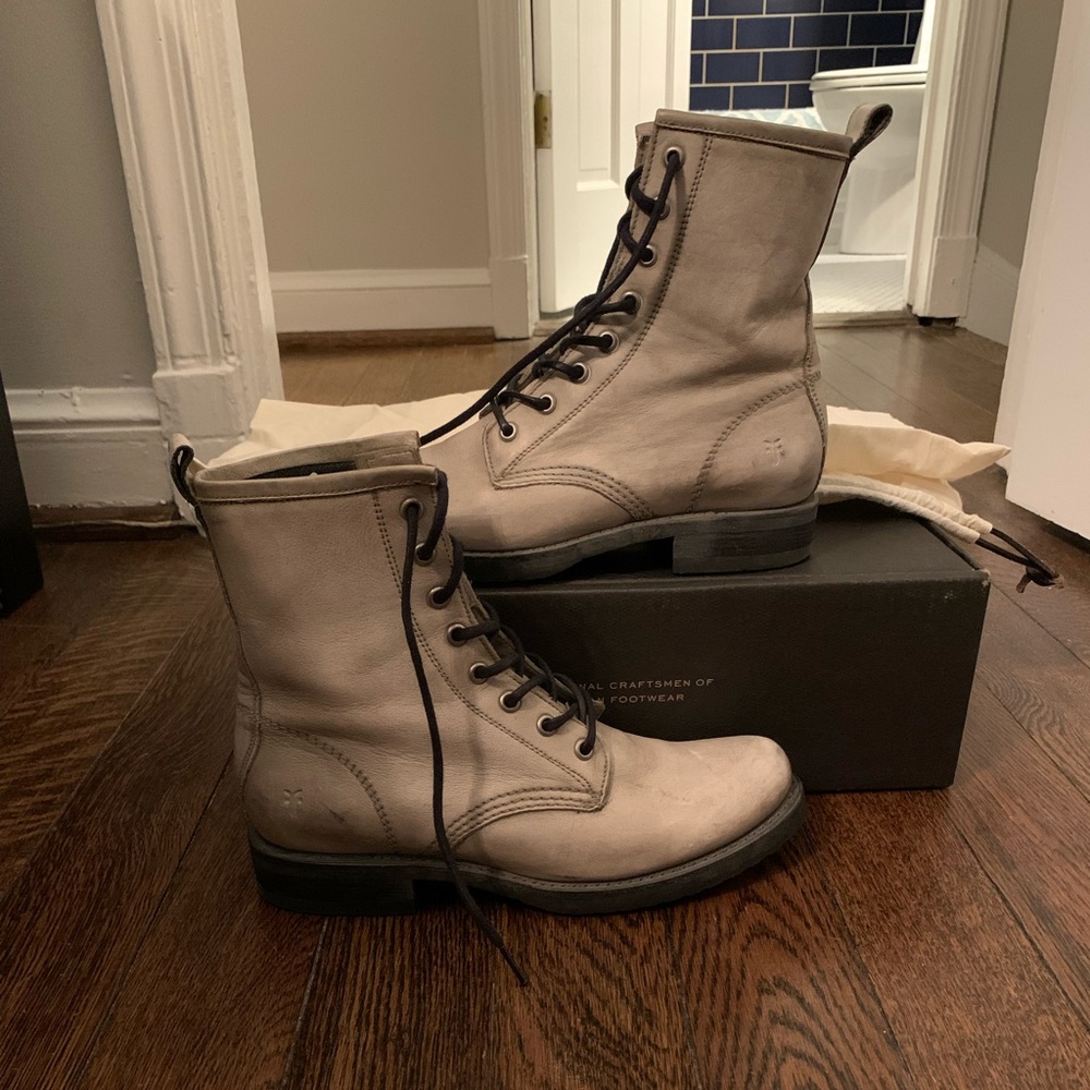 Frye Veronica Combat Boots (Grey)